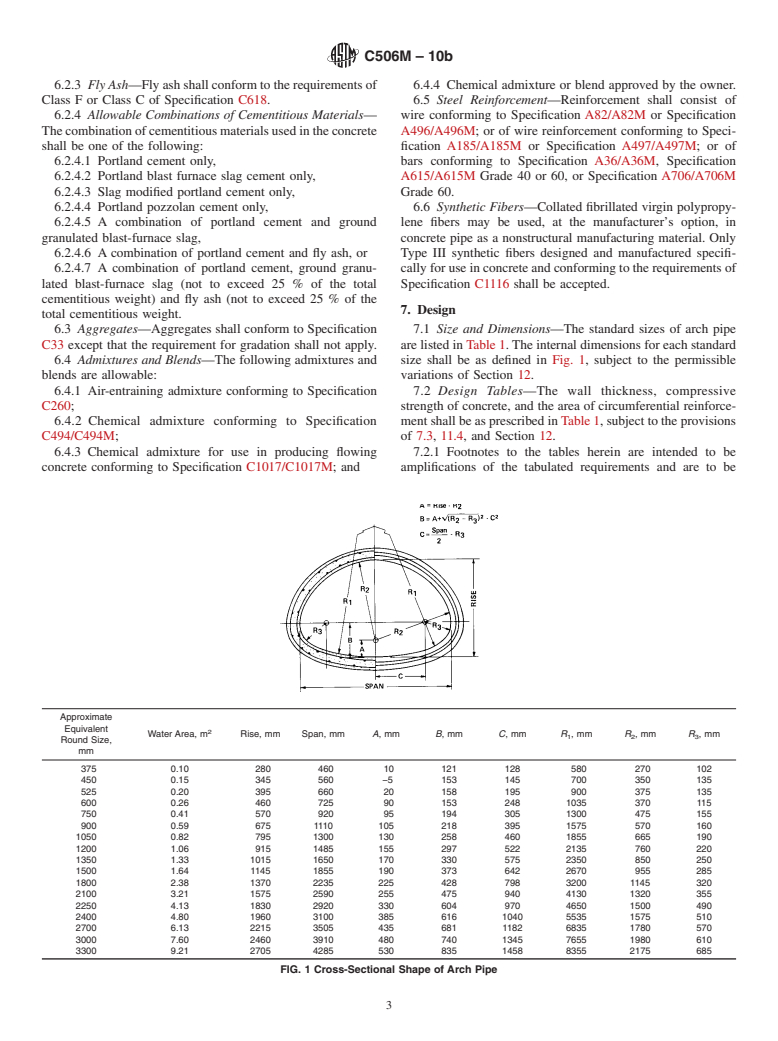 ASTM C506M-10b - Standard Specification for  Reinforced Concrete Arch Culvert, Storm Drain, and Sewer Pipe (Metric)