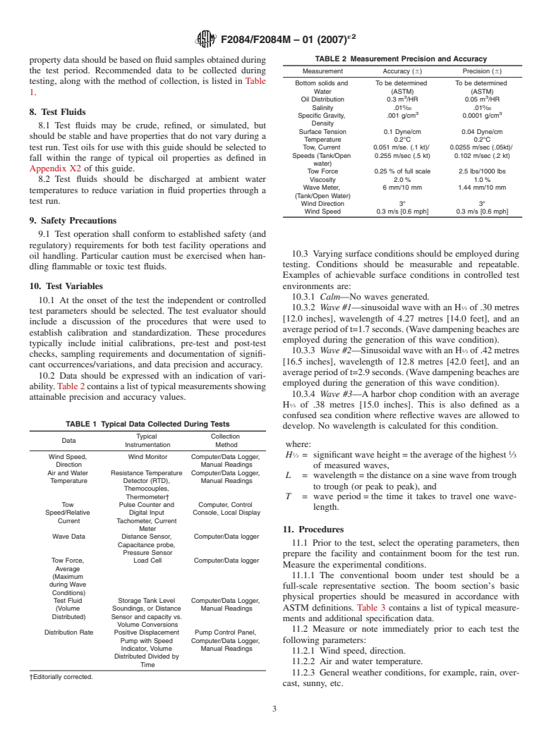 ASTM F2084/F2084M-01(2007)e2 - Standard Guide for Collecting Containment Boom Performance Data in Controlled Environments