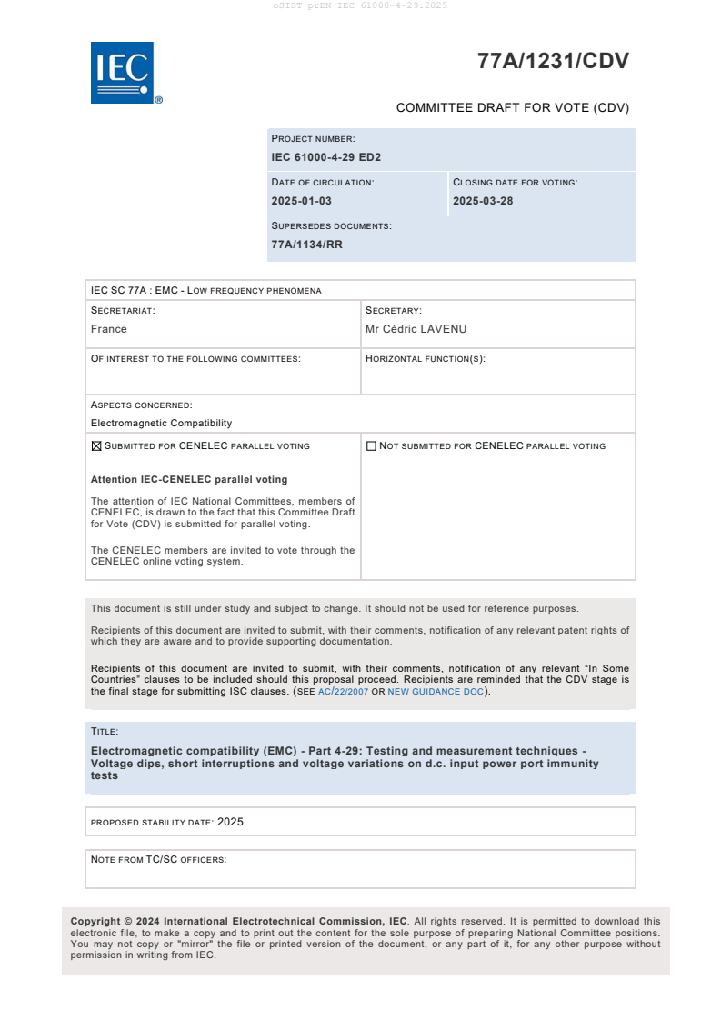 prEN IEC 61000-4-29:2025