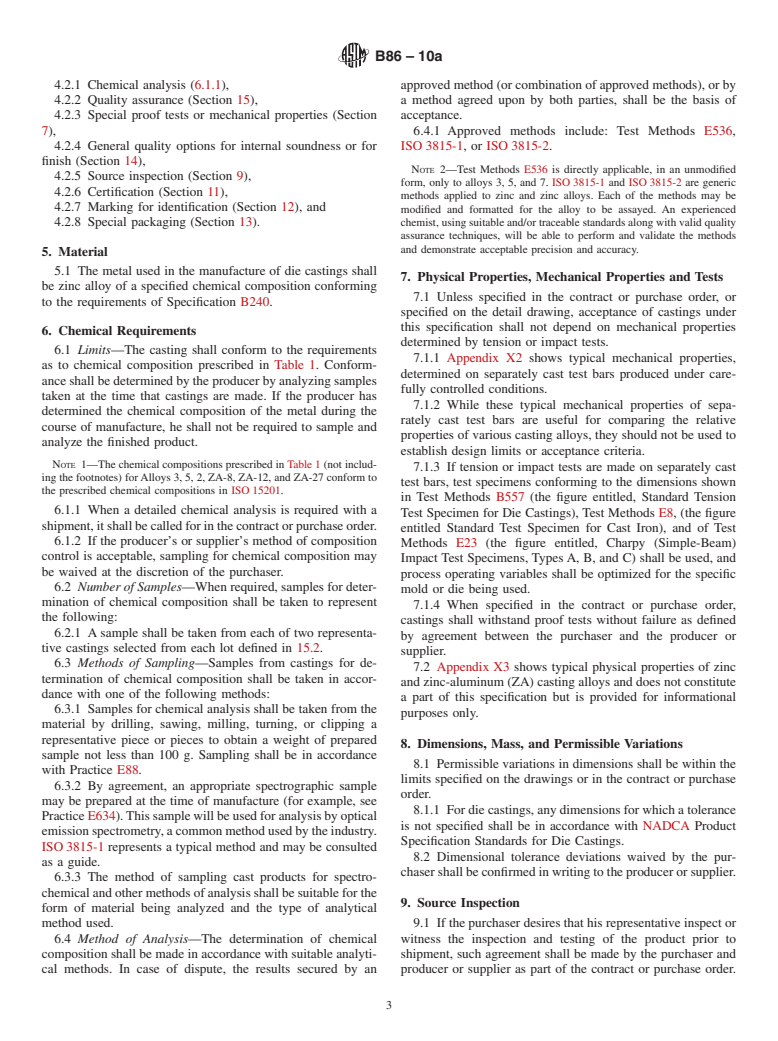 ASTM B86-10a - Standard Specification for Zinc and Zinc-Aluminum (ZA) Alloy Foundry and Die Castings