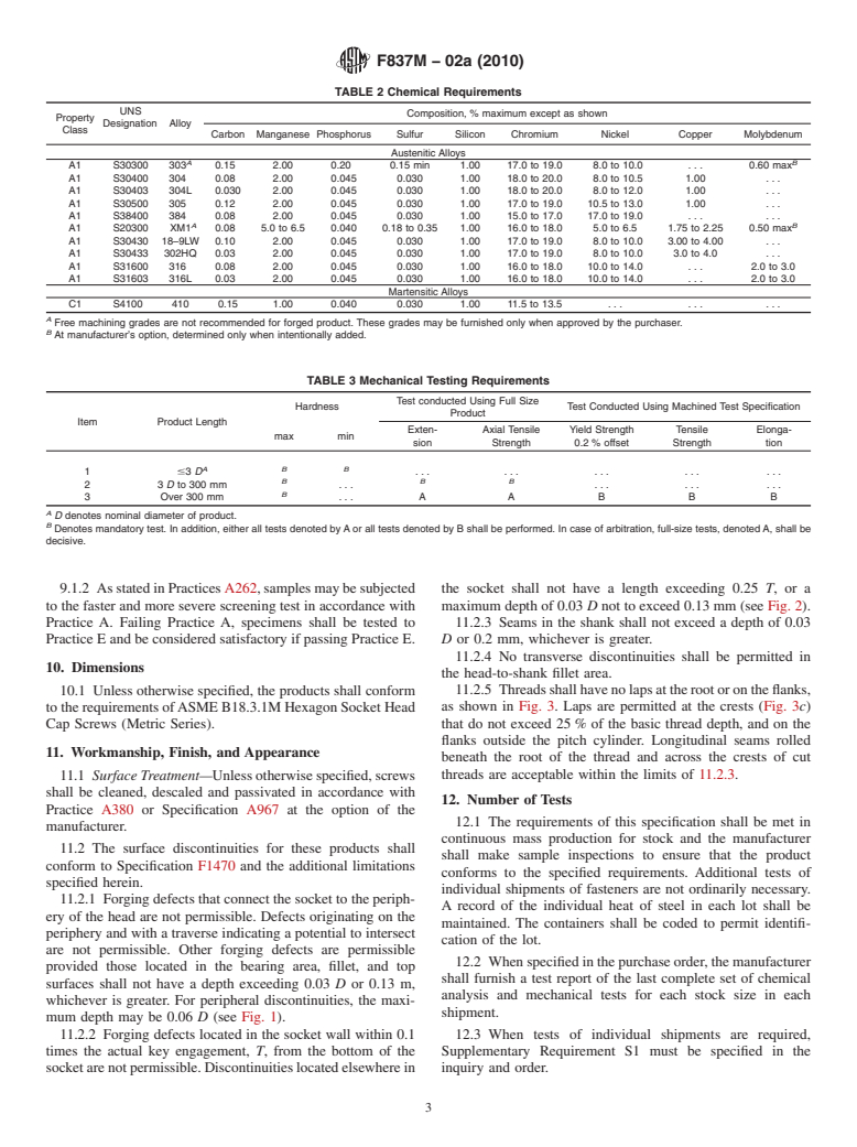 ASTM F837M-02a(2010) - Standard Specification for Stainless Steel Socket Head Cap Screws [Metric]