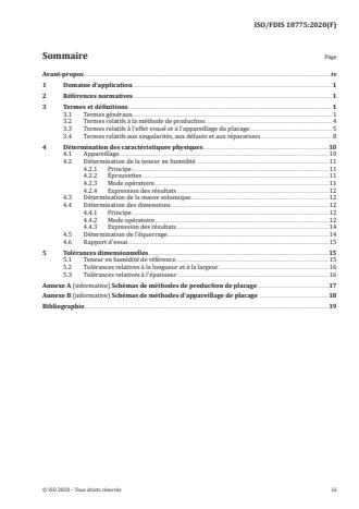 ISO/FDIS 18775:Version 13-okt-2020 - Placages -- Termes et définitions, détermination des caractéristiques physiques et tolérances
