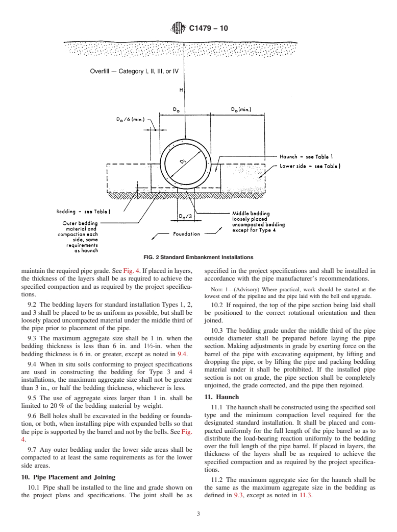 ASTM C1479-10 - Standard Practice for Installation of Precast Concrete Sewer, Storm Drain, and Culvert Pipe Using Standard Installations