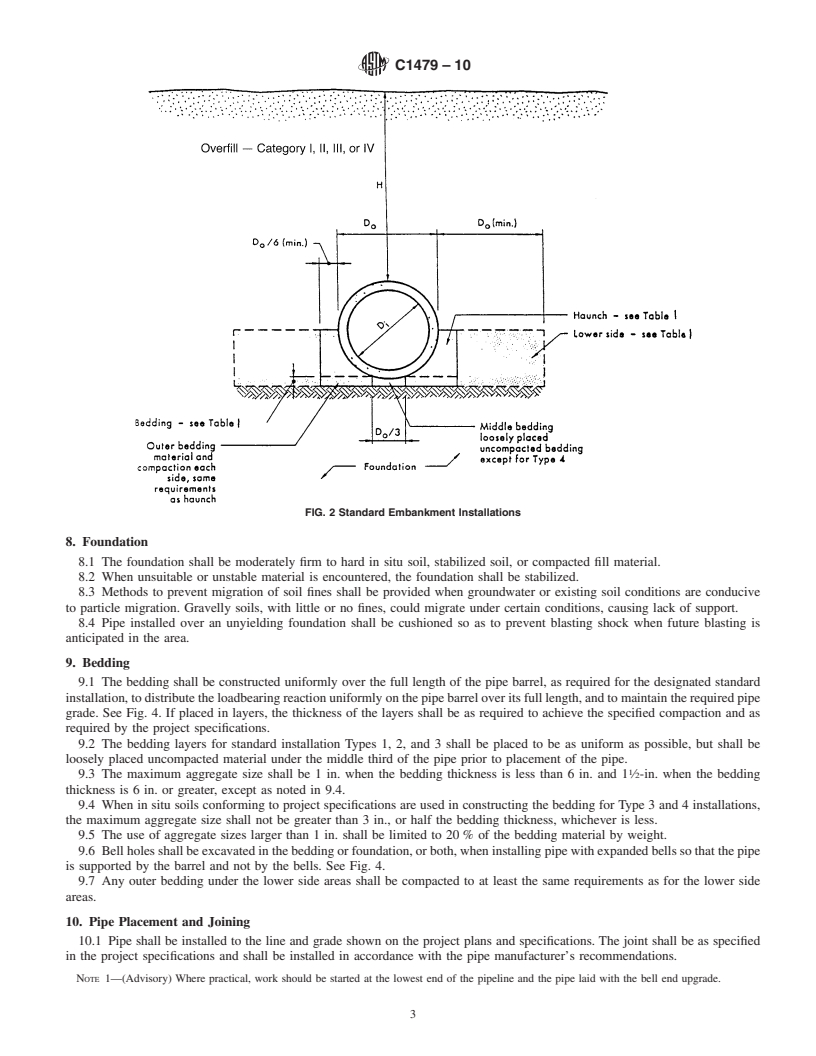 REDLINE ASTM C1479-10 - Standard Practice for Installation of Precast Concrete Sewer, Storm Drain, and Culvert Pipe Using Standard Installations