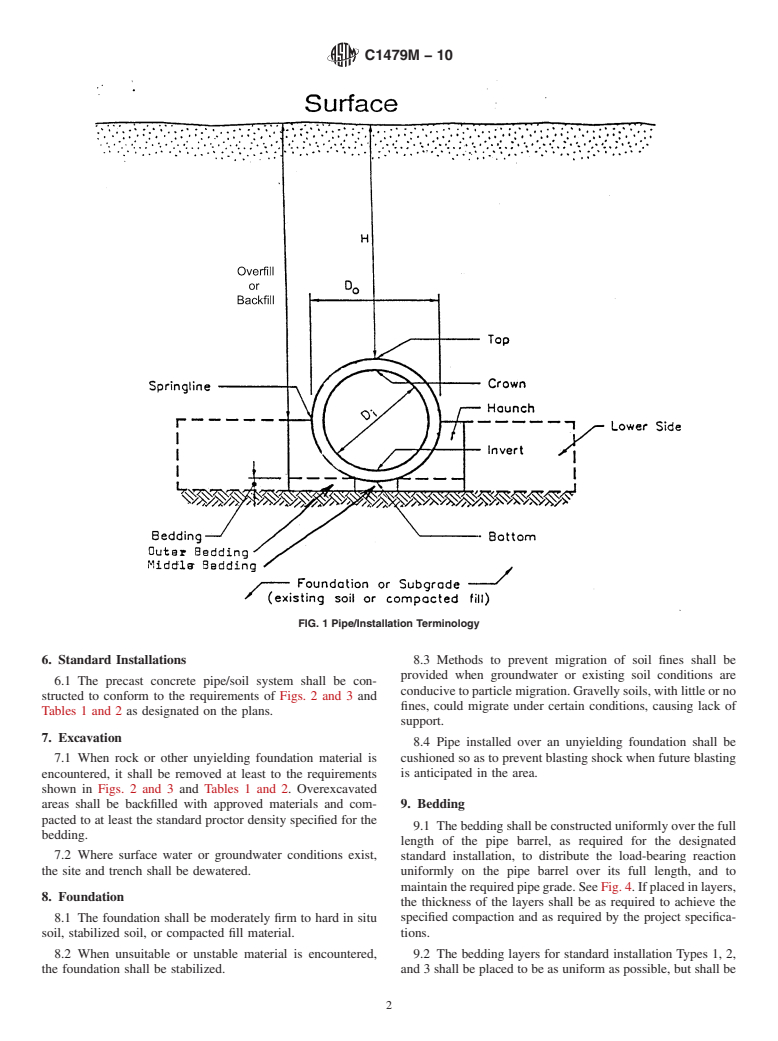 ASTM C1479M-10 - Standard Practice for Installation of Precast Concrete Sewer, Storm Drain, and Culvert Pipe Using Standard Installations (Metric)