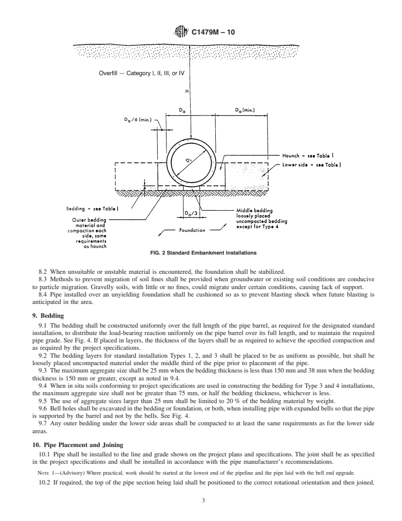 REDLINE ASTM C1479M-10 - Standard Practice for Installation of Precast Concrete Sewer, Storm Drain, and Culvert Pipe Using Standard Installations (Metric)