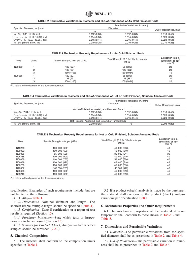 ASTM B574-10 - Specification for Low-Carbon Nickel-Chromium-Molybdenum, Low-Carbon Nickel-Molybdenum-Chromium, Low-Carbon Nickel-Molybdenum-Chromium-Tantalum, Low-Carbon Nickel-Chromium-Molybdenum-Copper, and Low-Carbon Nickel-Chromium-Molybdenum-Tungsten Alloy Rod