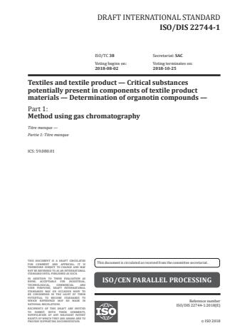 ISO 22744-1:2020 - Textiles and textile products -- Determination of organotin compounds