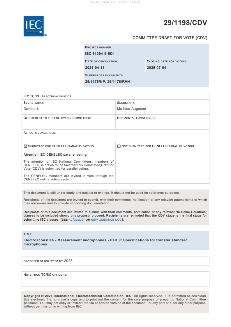 prEN IEC 61094-9:2025