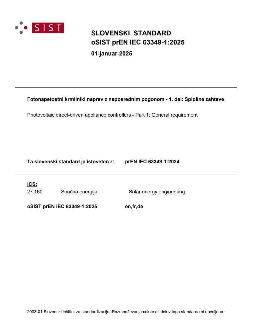 prEN IEC 63349-1:2025 - BARVE
