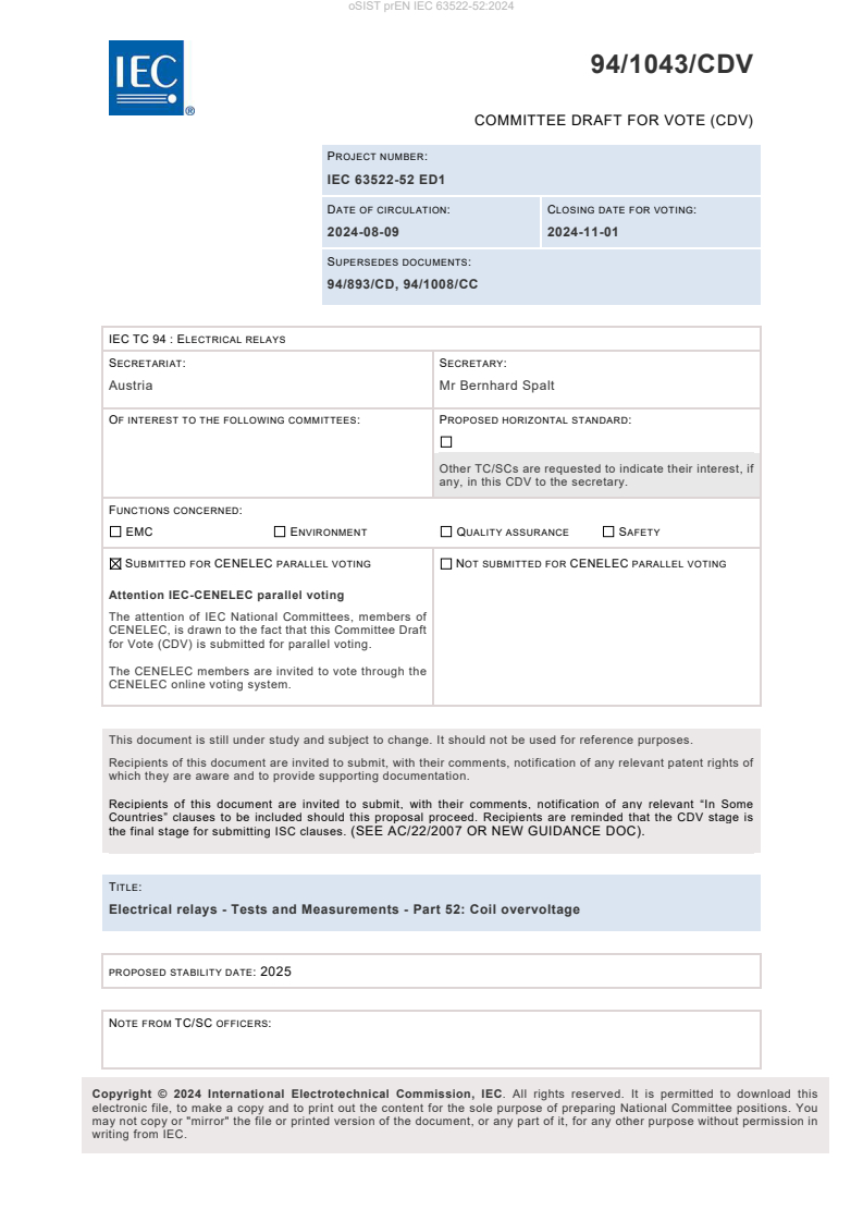 prEN IEC 63522-52:2024