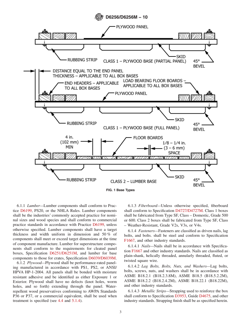 ASTM D6256/D6256M-10 - Standard Specification for Wood-Cleated Shipping Boxes and Skidded, Load-Bearing Bases