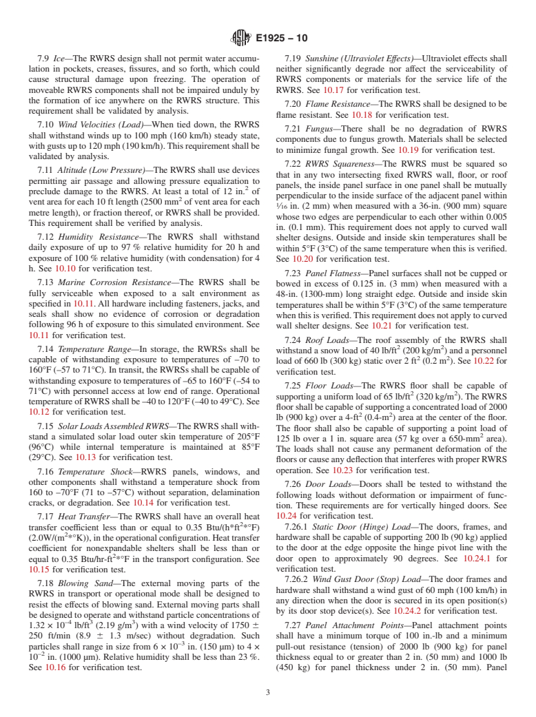 ASTM E1925-10 - Specifiction for Engineering and Design Criteria for Rigid Wall Relocatable Structures