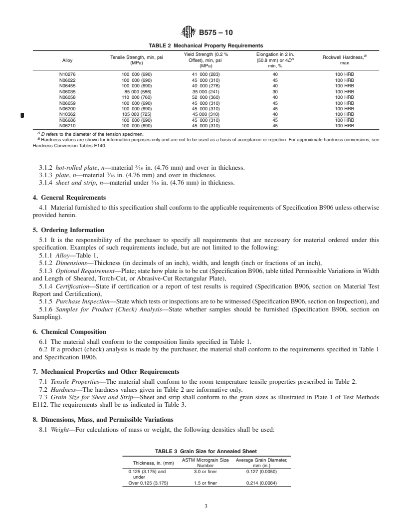 REDLINE ASTM B575-10 - Standard Specification for  Low-Carbon Nickel-Chromium-Molybdenum,  Low-Carbon Nickel-Chromium-Molybdenum-Copper,  Low-Carbon Nickel-Chromium-Molybdenum-Tantalum,  Low-Carbon Nickel-Chromium-Molybdenum-Tungsten,  and Low-Carbon Nickel-Molybdenum-Chromium