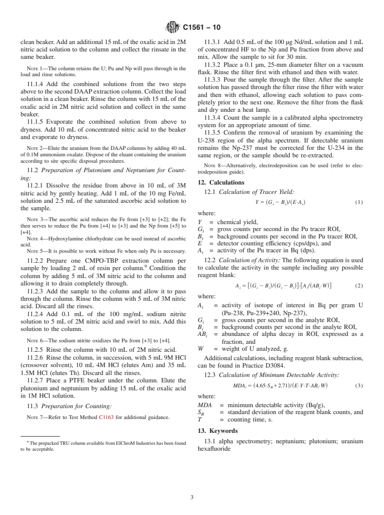 ASTM C1561-10 - Standard Guide for Determination of Plutonium and Neptunium in Uranium Hexafluoride by Alpha Spectrometry