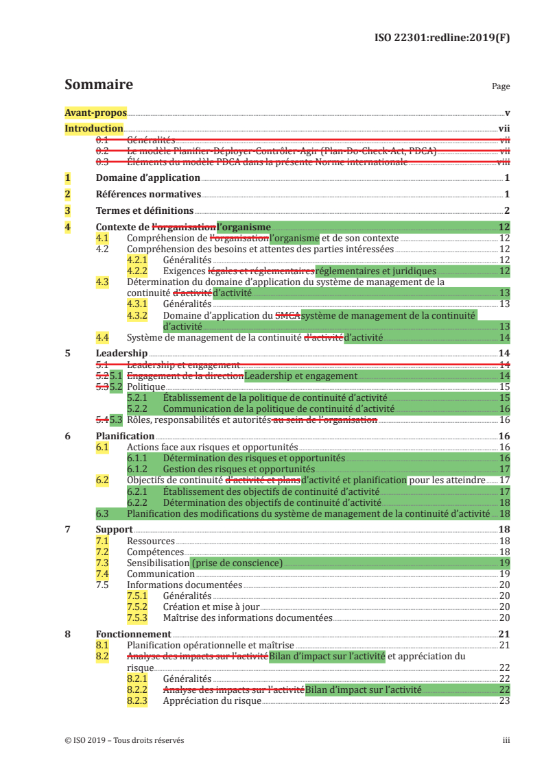 REDLINE ISO 22301:2019 - Sécurité et résilience —  Systèmes de management de la continuité d'activité — Exigences
Released:10/30/2019