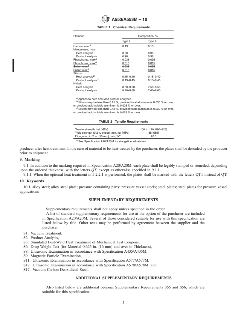 REDLINE ASTM A553/A553M-10 - Standard Specification for Pressure Vessel Plates, Alloy Steel, Quenched and Tempered 8 and 9 Percent Nickel