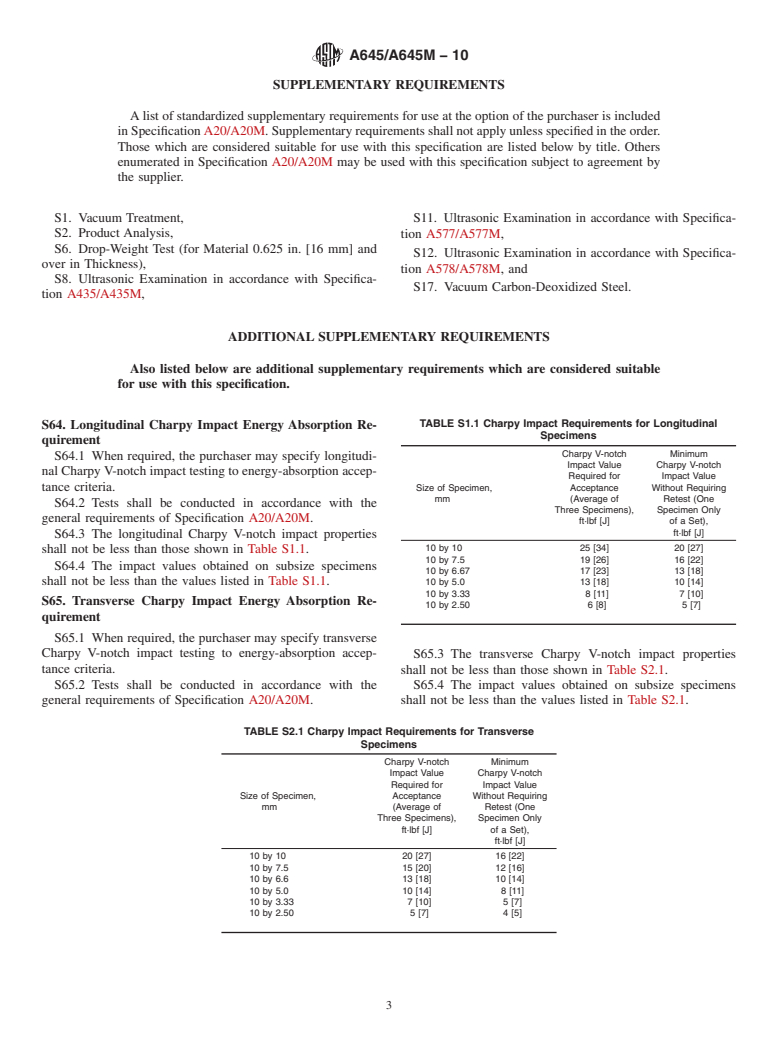 ASTM A645/A645M-10 - Standard Specification for Pressure Vessel Plates, Five Percent Nickel Alloy Steel, Specially Heat Treated