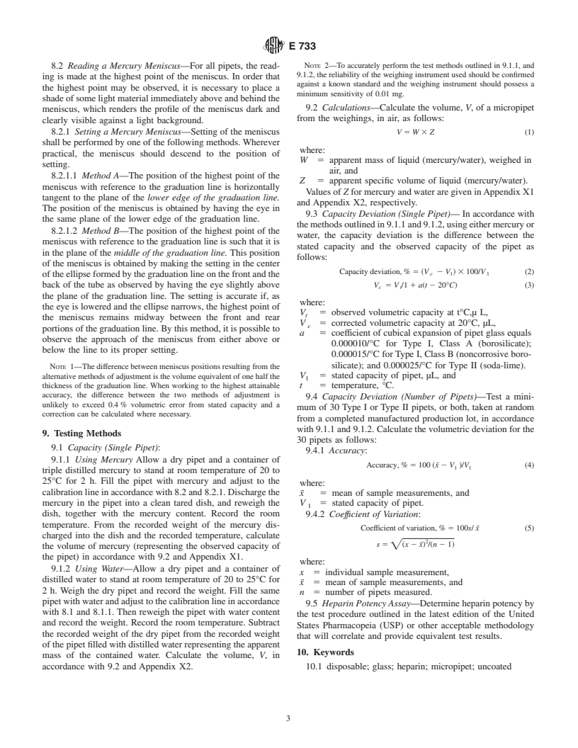 ASTM E733-80(1999)e1 - Standard Specification for 44.7-[mu]L Disposable Glass Micropipets (Withdrawn 2005)