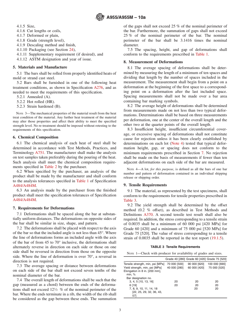 ASTM A955/A955M-10a - Standard Specification for Deformed and Plain Stainless-Steel Bars for Concrete Reinforcement