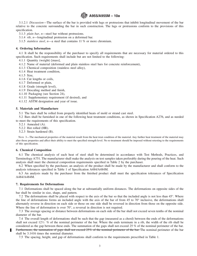 REDLINE ASTM A955/A955M-10a - Standard Specification for Deformed and Plain Stainless-Steel Bars for Concrete Reinforcement