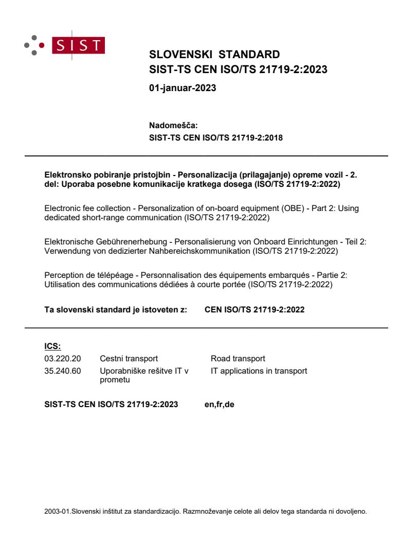TS CEN ISO/TS 21719-2:2023