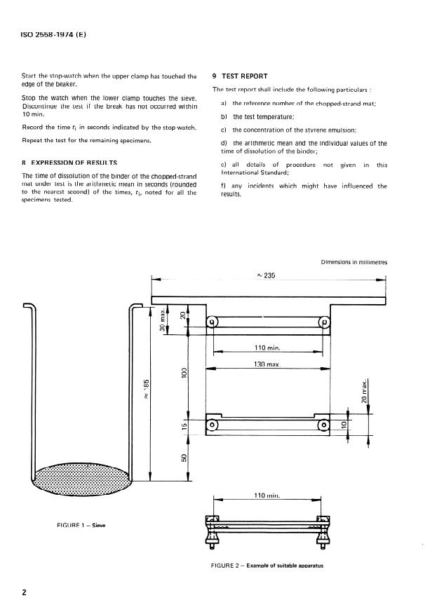 ISO 2558:1974 ISO 2558:1974 - Textile glass chopped-strand mats for reinforcement of plastics -- Determination of time of dissolution of the binder in styrene - Page 4 preview