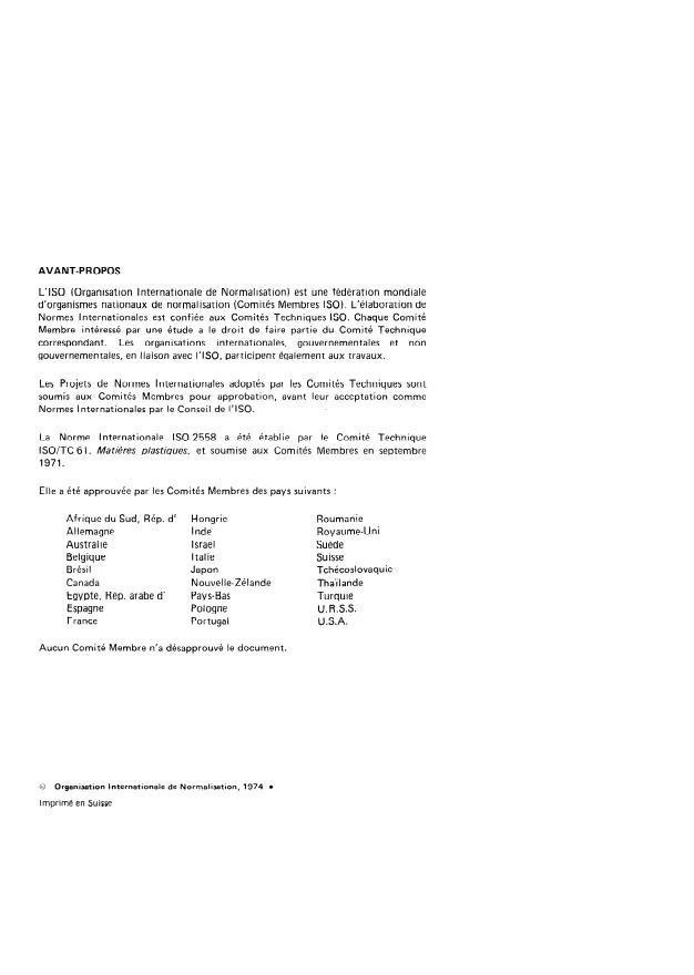 ISO 2558:1974 ISO 2558:1974 - Mats de verre textile a fils coupés pour renforcement des matieres plastiques -- Détermination du temps de dissolution du liant dans le styrene - Page 2 preview