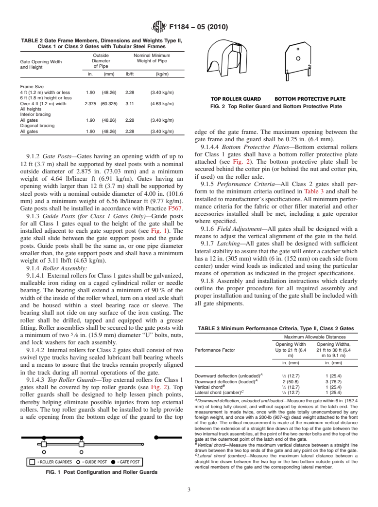 ASTM F1184-05(2010) - Standard Specification for Industrial and Commercial Horizontal Slide Gates