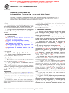 ASTM F1184-05(2010) - Standard Specification for Industrial and Commercial Horizontal Slide Gates