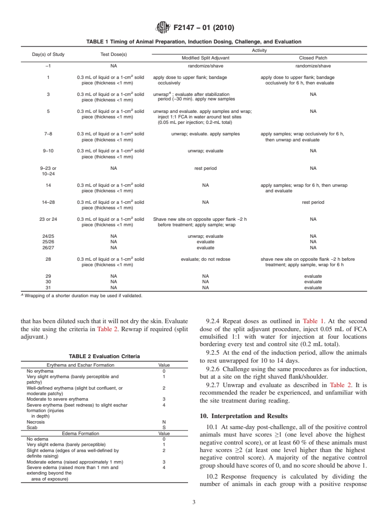 ASTM F2147-01(2010) - Standard Practice for Guinea Pig: Split Adjuvant and Closed Patch Testing for Contact Allergens