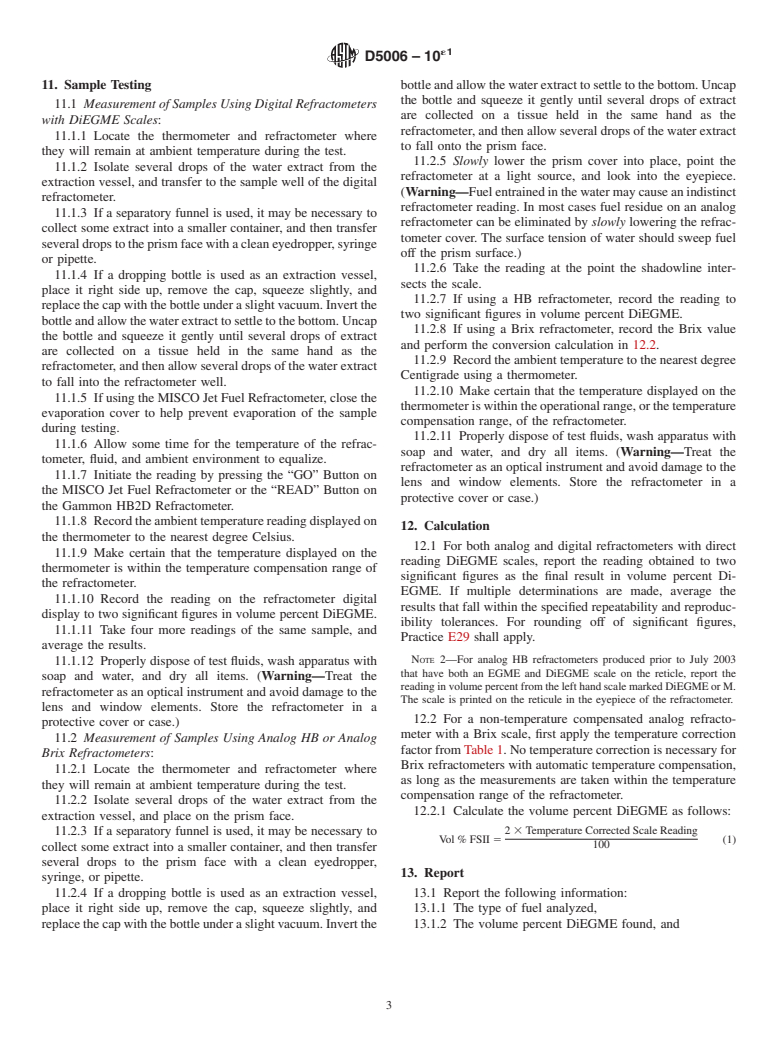 ASTM D5006-10e1 - Standard Test Method for Measurement of Fuel System Icing Inhibitors (Ether Type) in Aviation Fuels