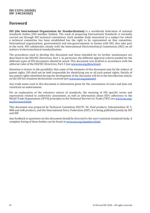 ISO 23291:2020 ISO 23291:2020 - Milk and milk products -- Guidelines for the application of in-line and on-line infrared spectrometry - Page 4 preview