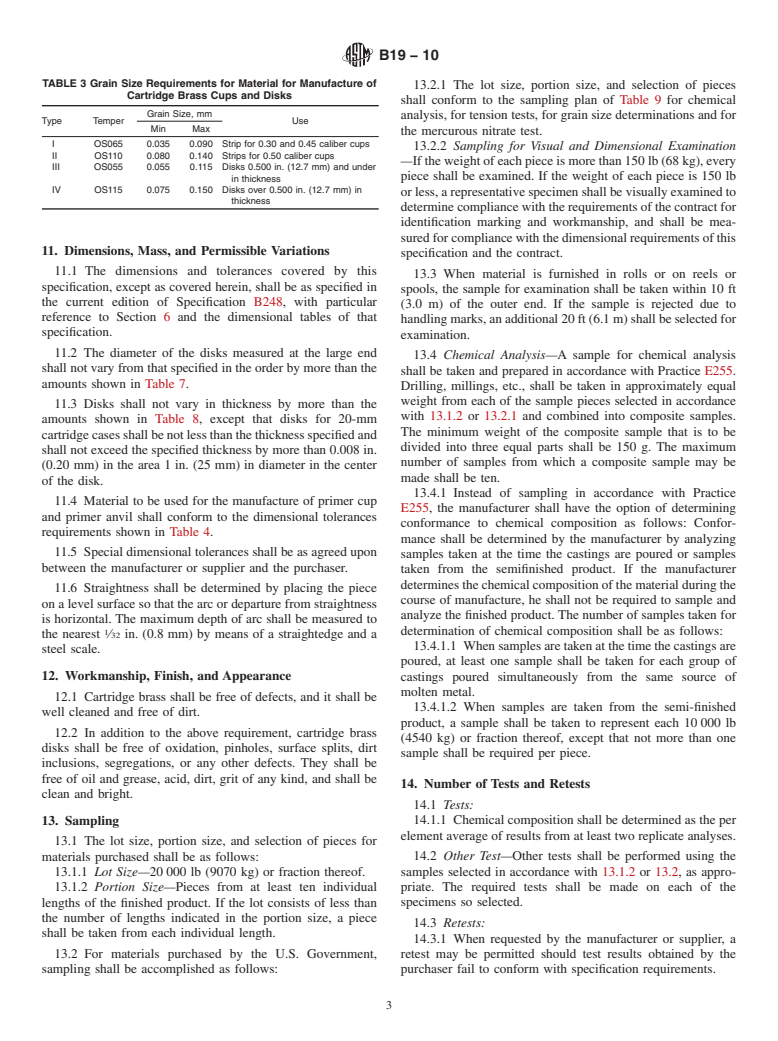 ASTM B19-10 - Standard Specification for Cartridge Brass Sheet, Strip, Plate, Bar, and Disks