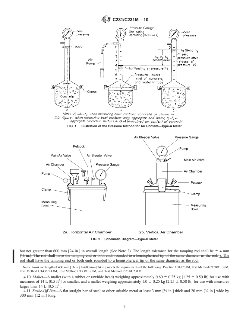 REDLINE ASTM C231/C231M-10 - Standard Test Method for  Air Content of Freshly Mixed Concrete by the Pressure Method