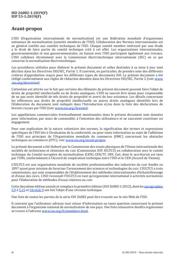 ISO 26082-1:2019 ISO 26082-1:2019 - Cuir -- Méthodes d'essai physique et mécanique de détermination de la salissure - Page 4 preview