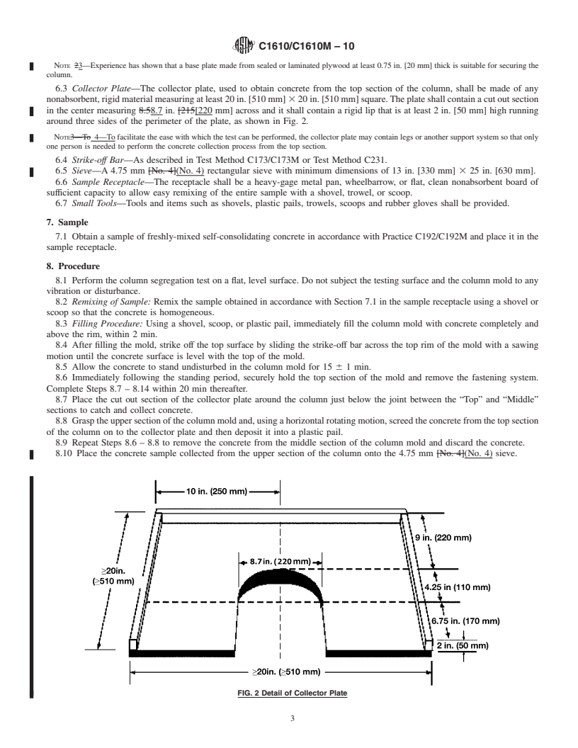 REDLINE ASTM C1610/C1610M-10 - Standard Test Method for Static Segregation of Self-Consolidating Concrete Using Column Technique