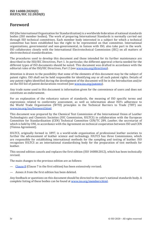 ISO 14088:2020 ISO 14088:2020 - Leather -- Chemical tests -- Quantitative analysis of tanning agents by filter method - Page 4 preview