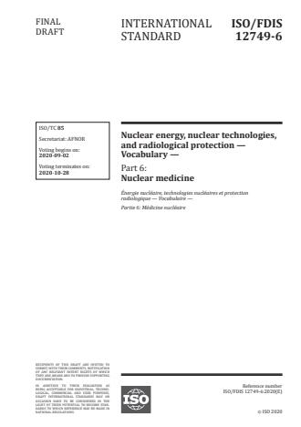 ISO/FDIS 12749-6:Version 13-okt-2020 - Nuclear energy, nuclear technologies, and radiological protection -- Vocabulary