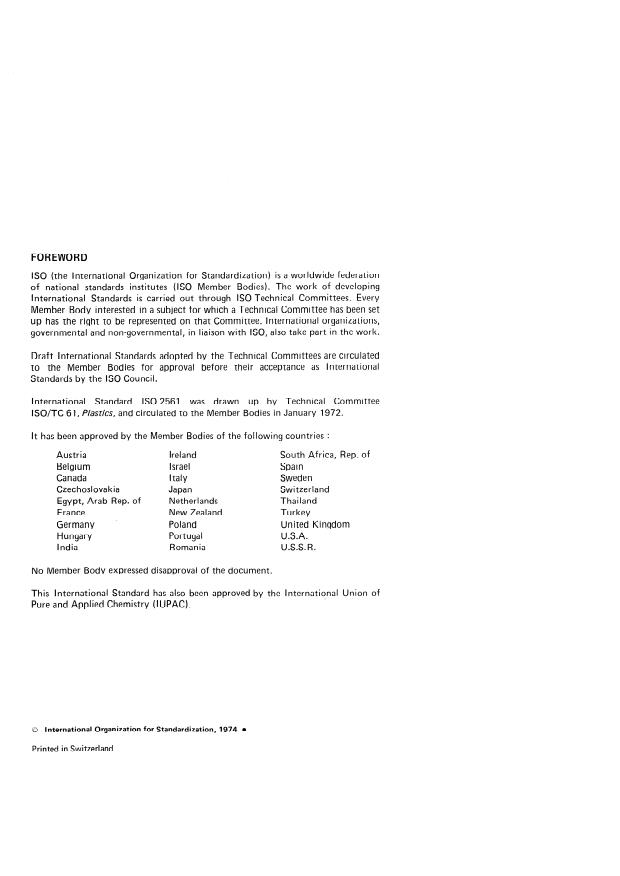 ISO 2561:1974 ISO 2561:1974 - Plastics -- Determination of residual styrene monomer in polystyrene by gas chromatography - Page 2 preview