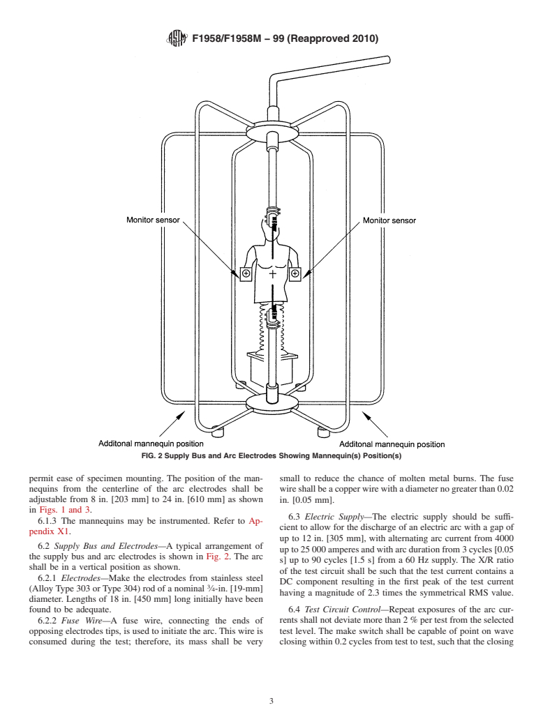 ASTM F1958/F1958M-99(2010) - Standard Test Method for Determining the Ignitability of Non-flame-Resistant Materials for Clothing by Electric Arc Exposure Method Using Mannequins