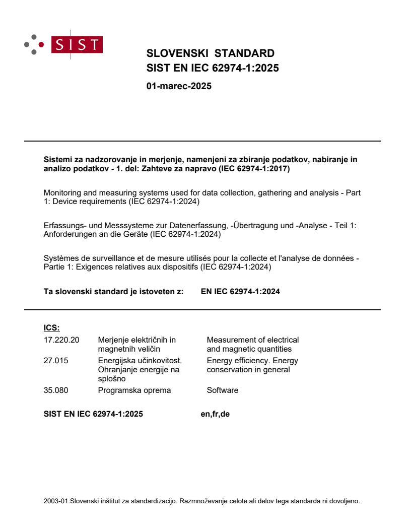 EN IEC 62974-1:2025 - BARVE