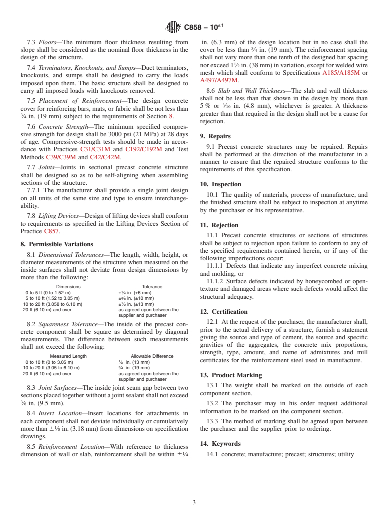 ASTM C858-10e1 - Standard Specification for Underground Precast Concrete Utility Structures