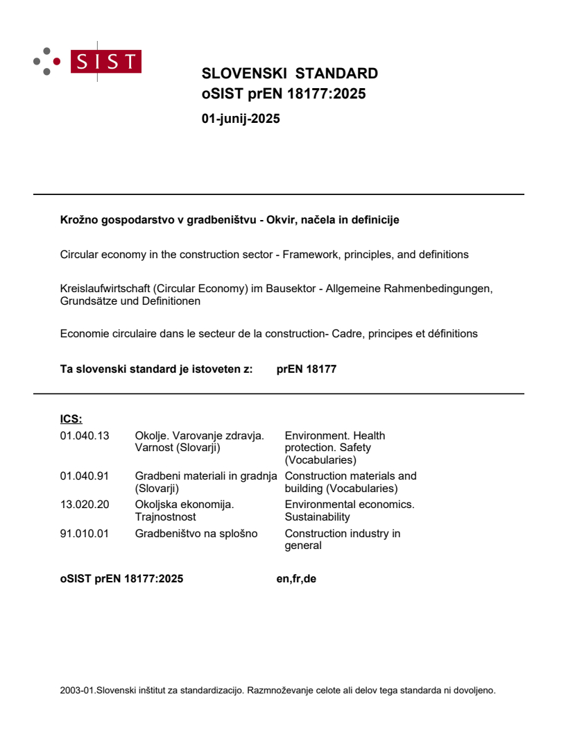 prEN 18177:2025 - BARVE