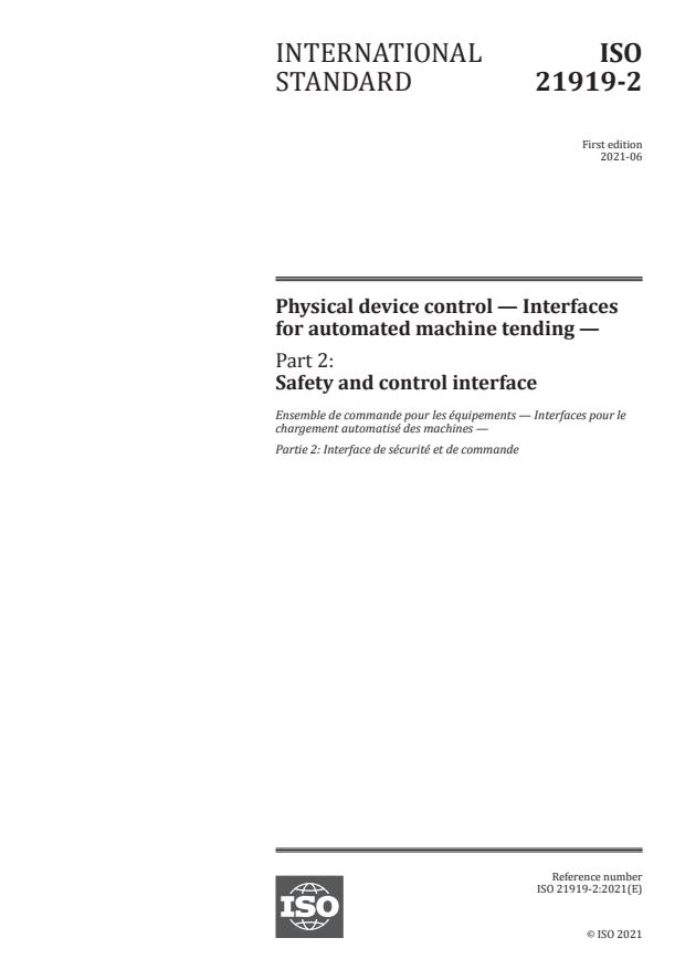 ISO 21919-2:2021 - Physical device control -- Interfaces for automated machine tending