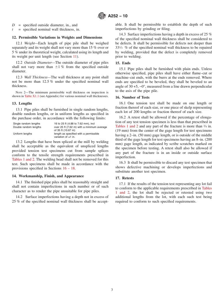 ASTM A252-10 - Standard Specification for  Welded and Seamless Steel Pipe Piles