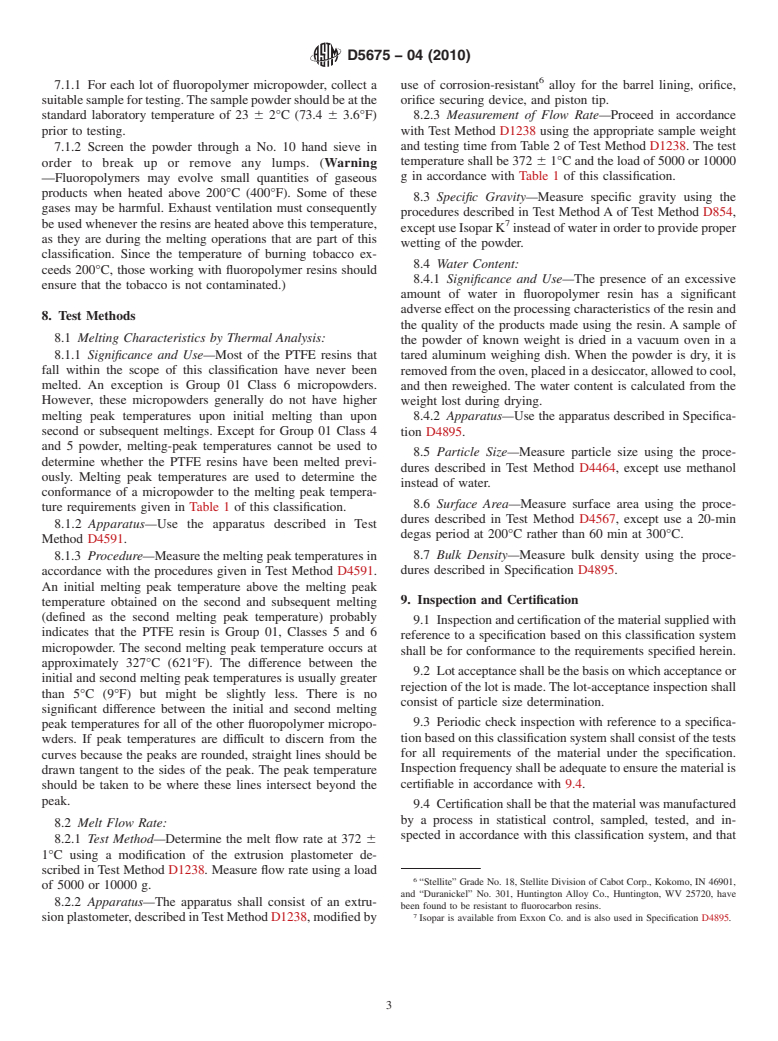 ASTM D5675-04(2010) - Standard Specification for Fluoropolymer Micropowders