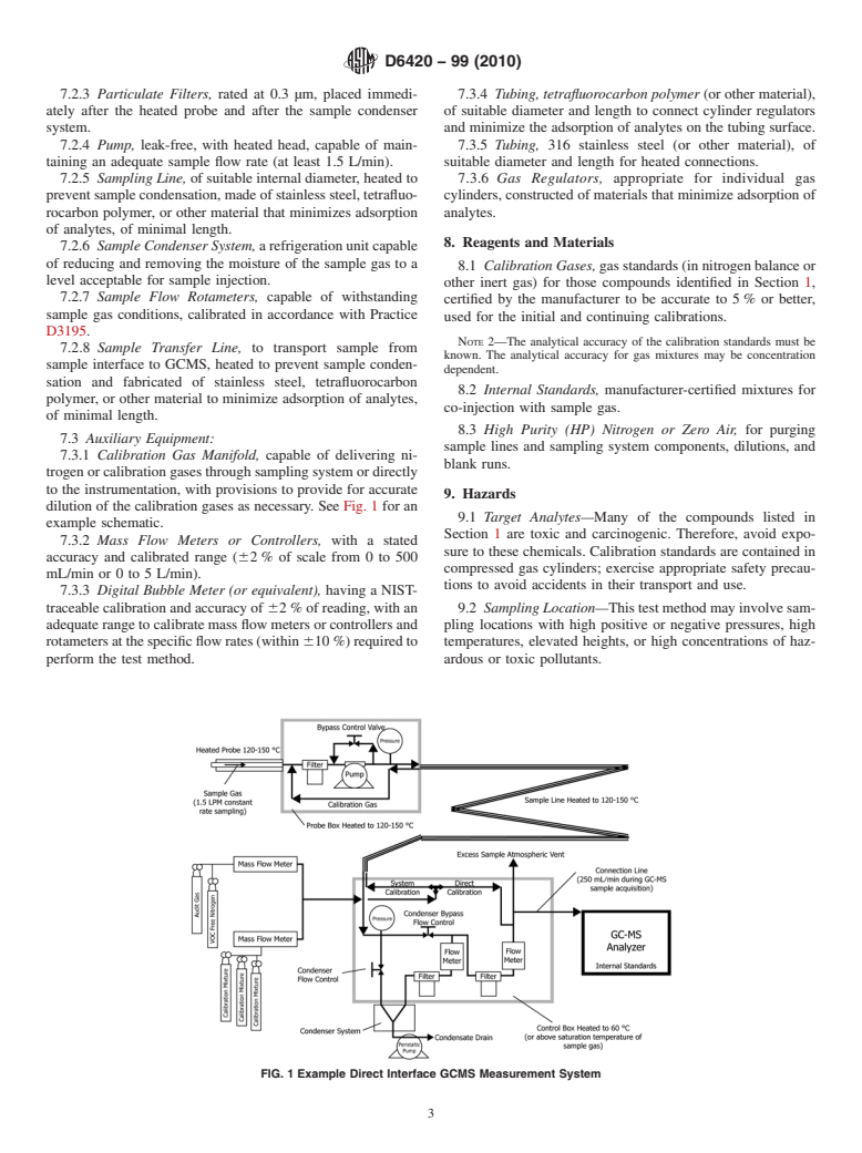 ASTM D6420-99(2010) - Standard Test Method for Determination of Gaseous Organic Compounds by Direct Interface Gas Chromatography-Mass Spectrometry