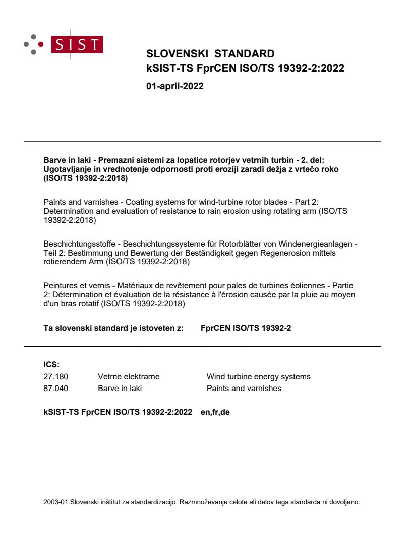 kTS FprCEN ISO/TS 19392-2:2022