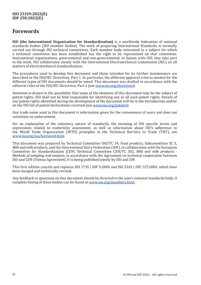 ISO 23319:2022 ISO 23319:2022 - Cheese and processed cheese products, caseins and caseinates — Determination of fat content — Gravimetric method
Released:3/29/2022 - Page 4 preview
